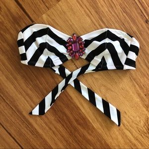 Striped bandeau bikini top